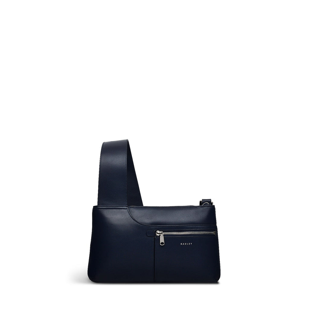 Pockets Leather Small Ziptop Crossbody Bag in Ink - H9294401