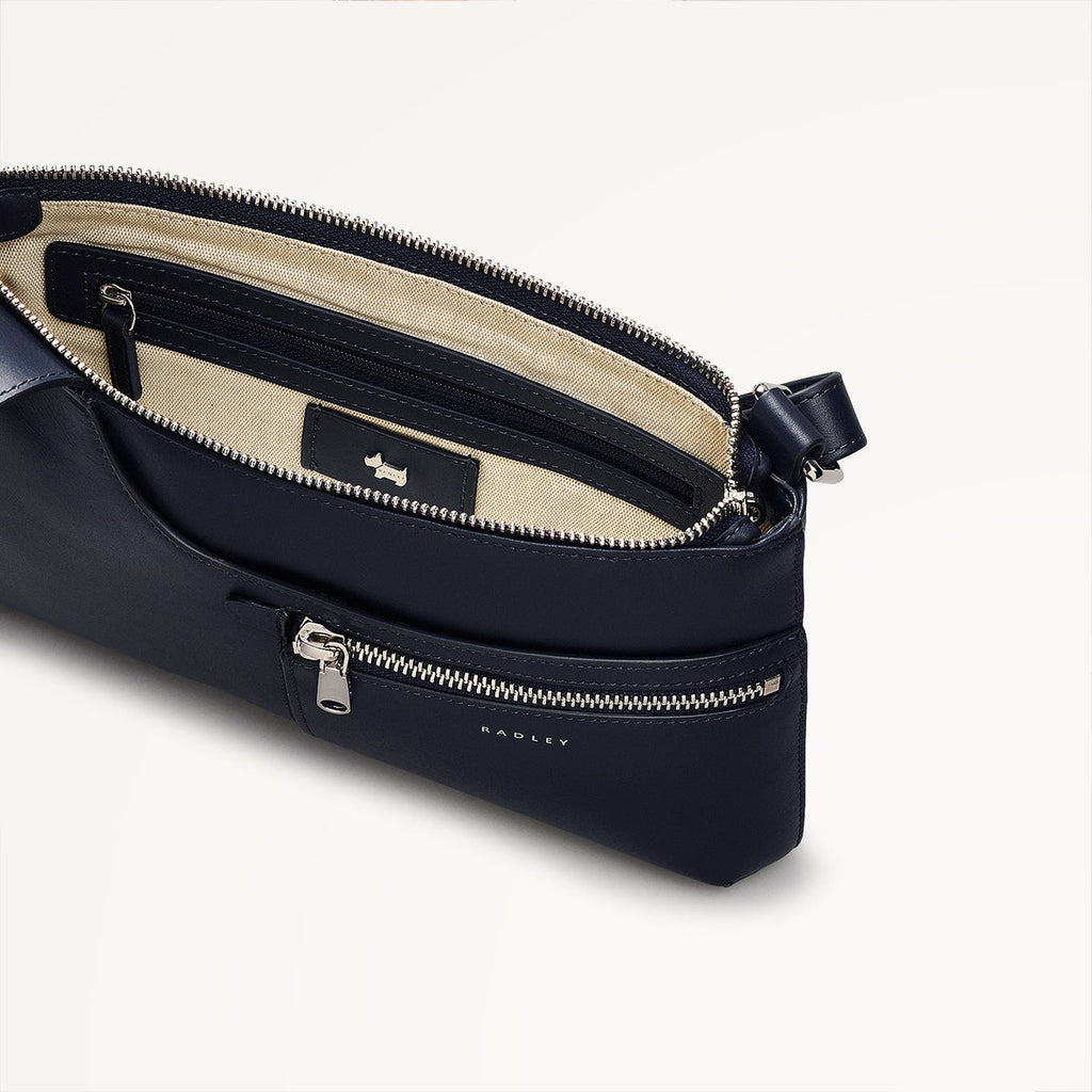 Pockets Leather Small Ziptop Crossbody Bag in Ink - H9294401