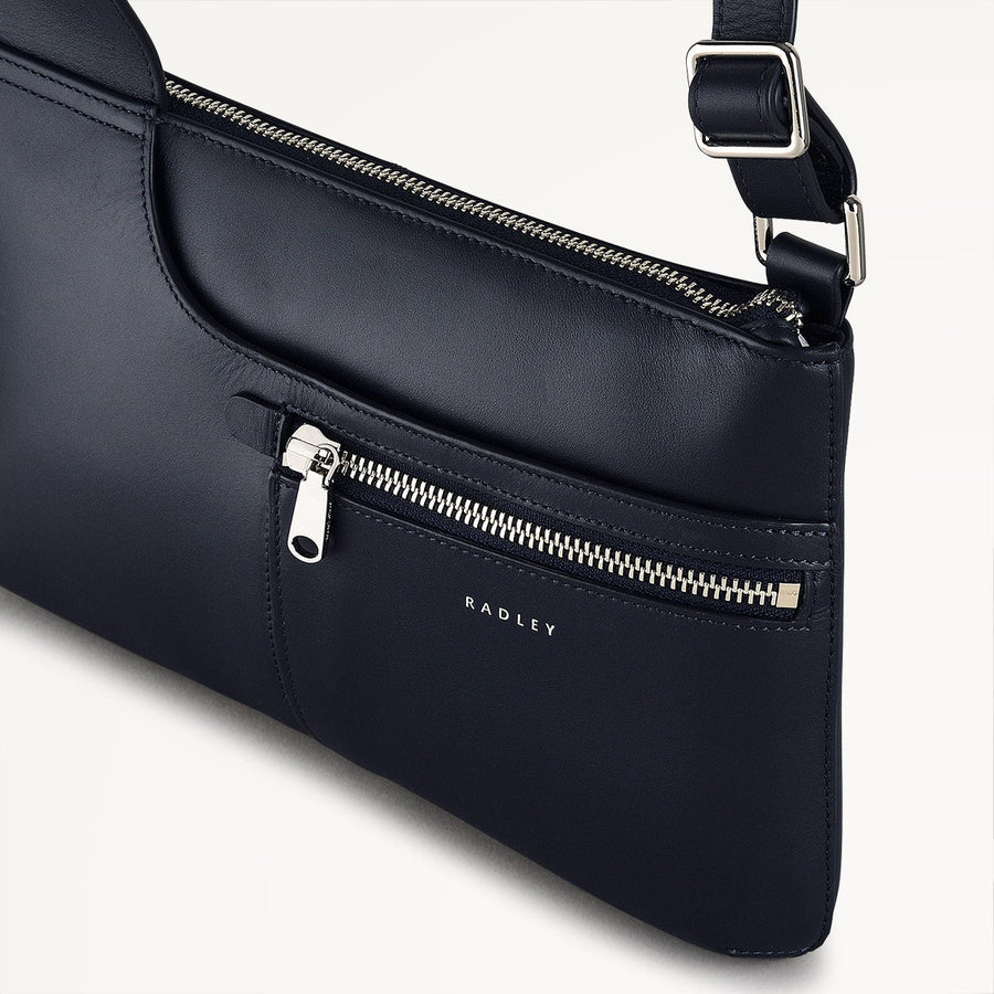 Pockets Leather Small Ziptop Crossbody Bag in Ink - H9294401