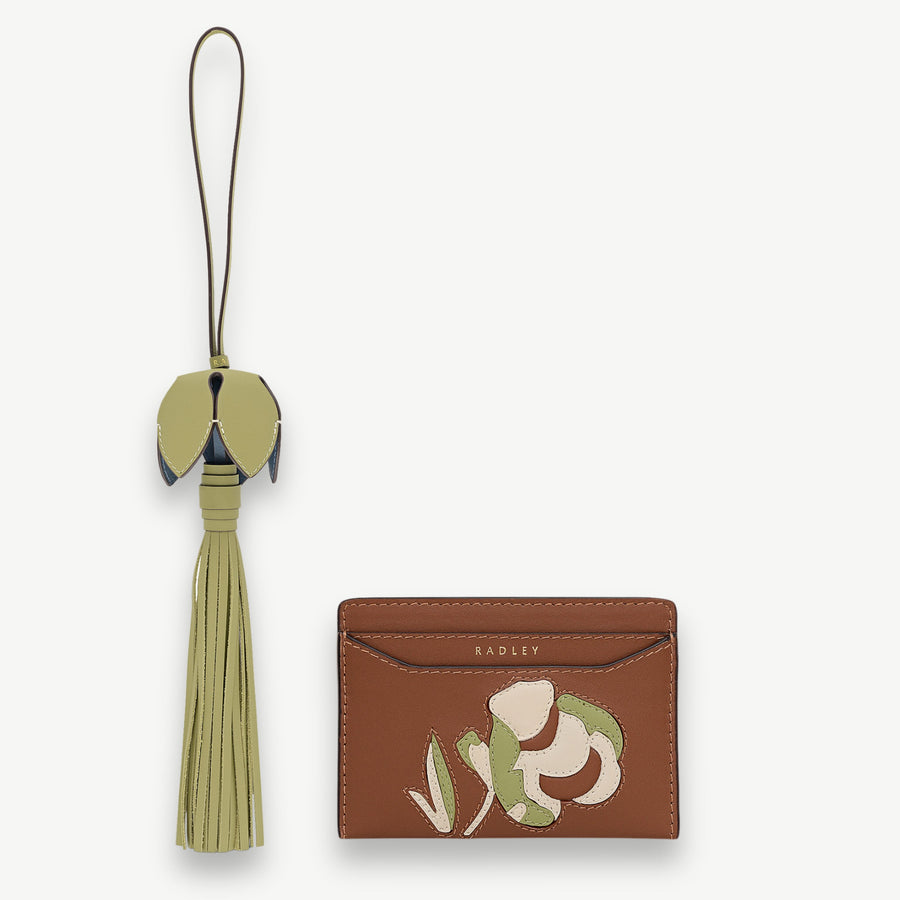 Cognac Card Holder & Apple Charm