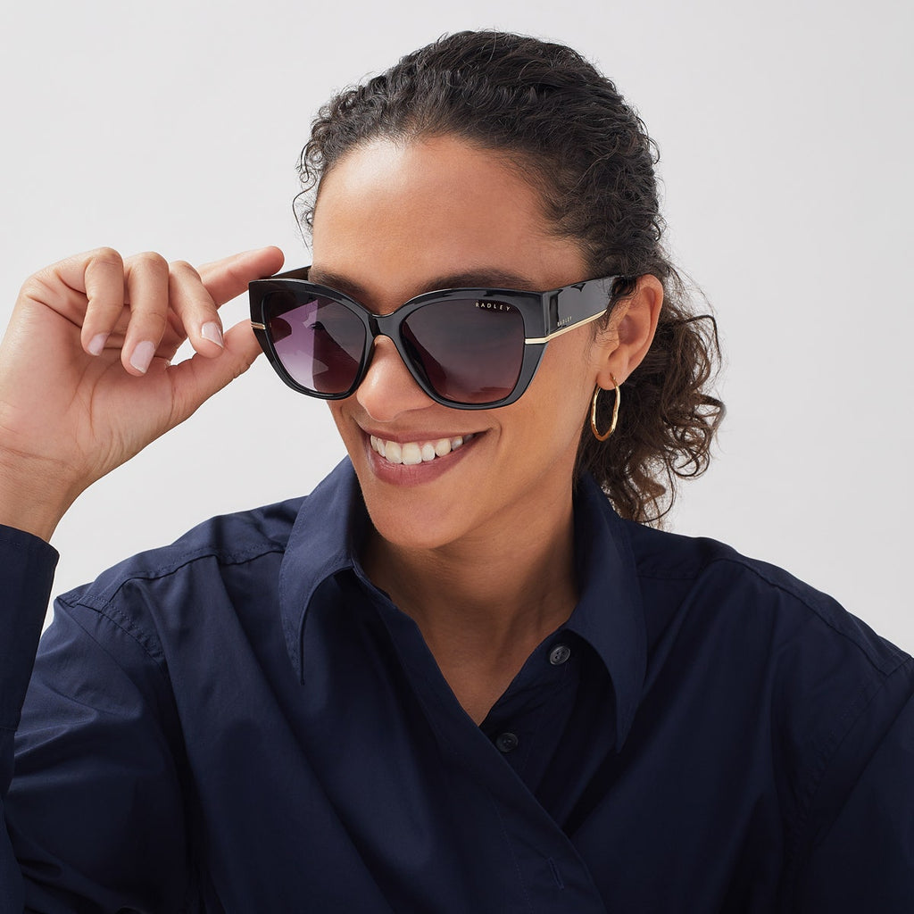 WESTWELL OVERSIZED SQUARE CAT EYE SUNGL BLACK