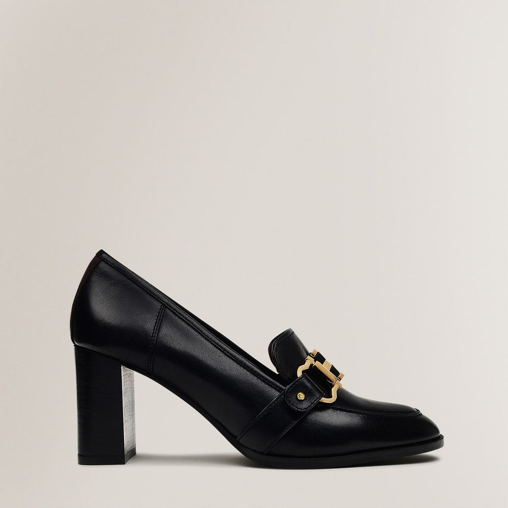 LINDEN MEWS HEELED STIRRUP LOAFER BLACK
