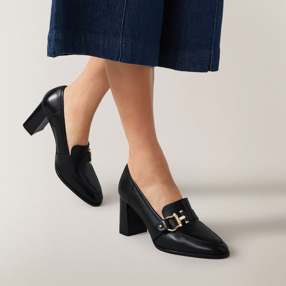 LINDEN MEWS HEELED STIRRUP LOAFER BLACK