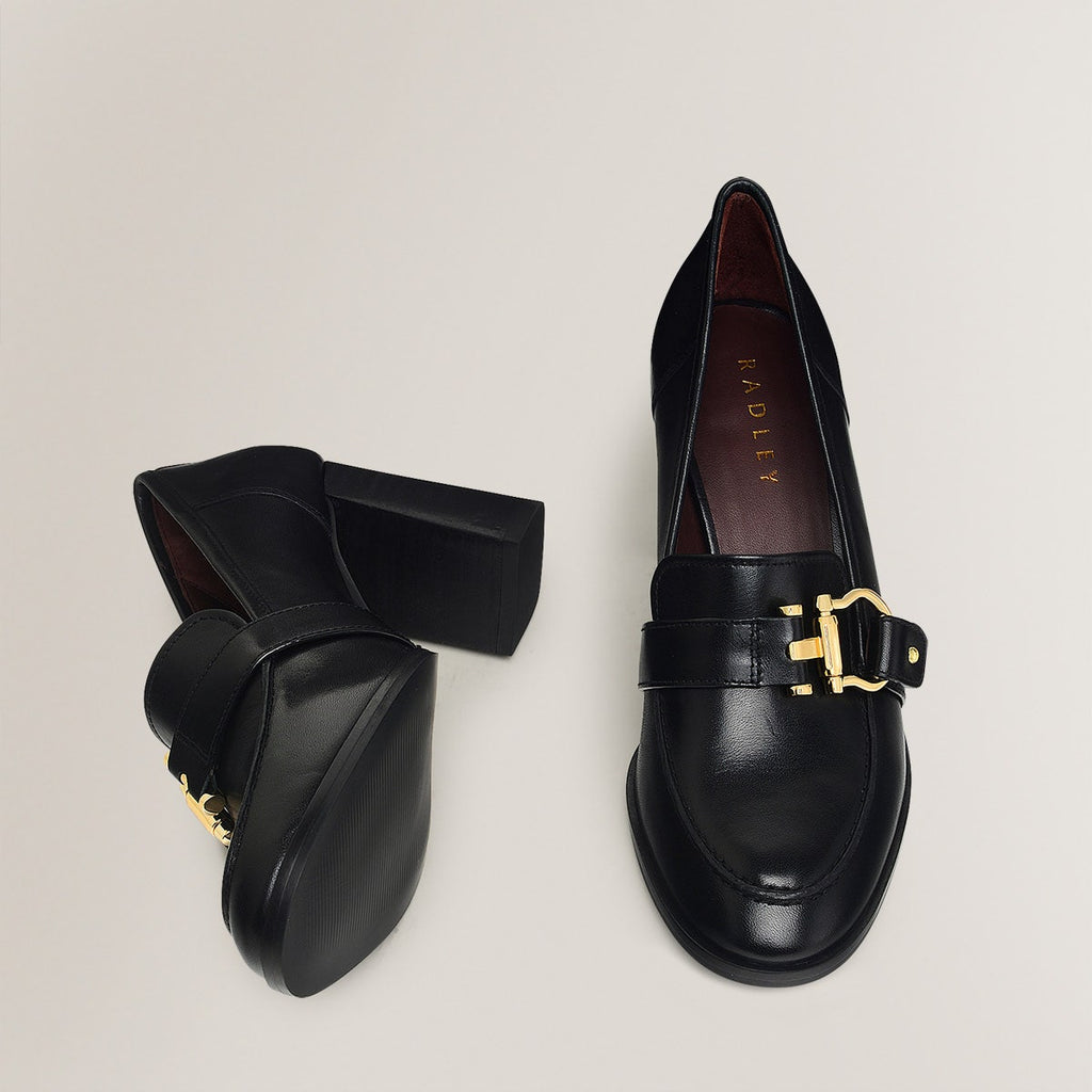 LINDEN MEWS HEELED STIRRUP LOAFER BLACK