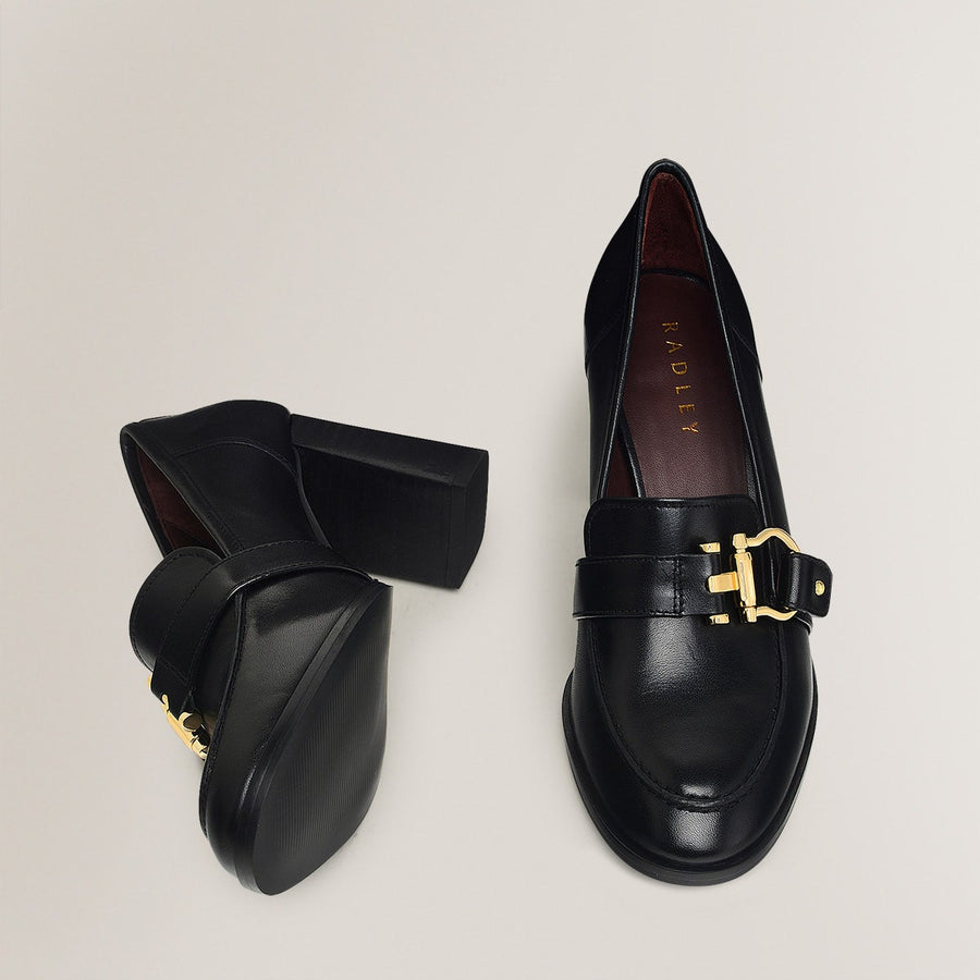 LINDEN MEWS HEELED STIRRUP LOAFER BLACK
