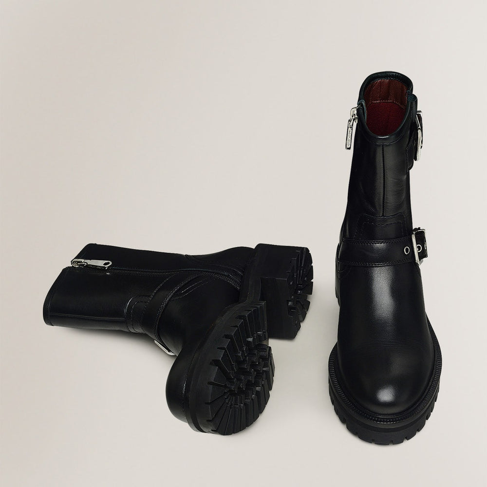 HEATH STREET BUCKLE BIKER BOOT BLACK