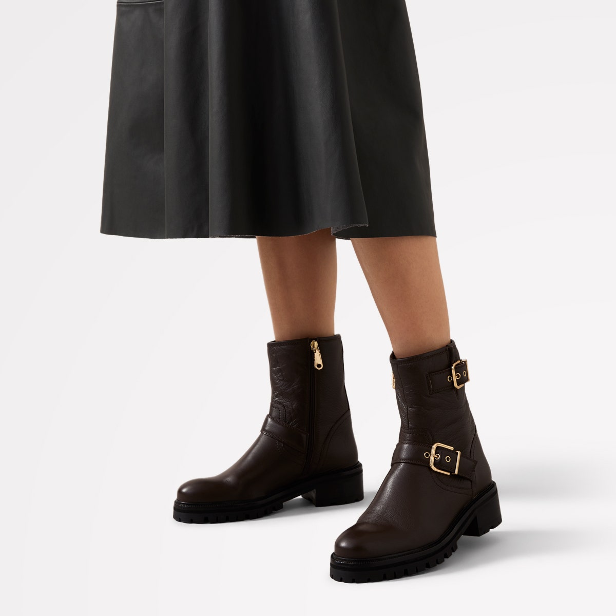 HEATH STREET BUCKLE BIKER BOOT WALNUT