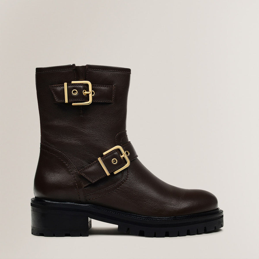 HEATH STREET BUCKLE BIKER BOOT WALNUT