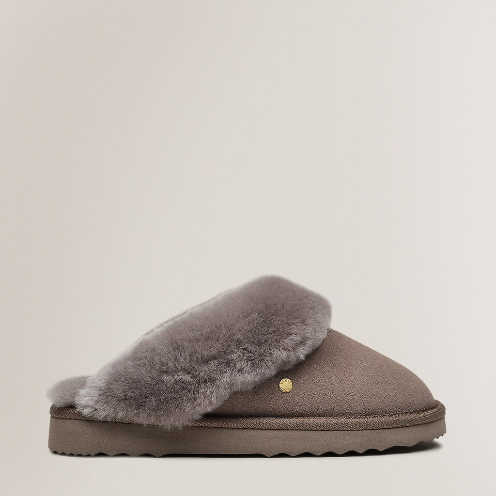 MAPLE LANE SHEARLING MULE TAUPE