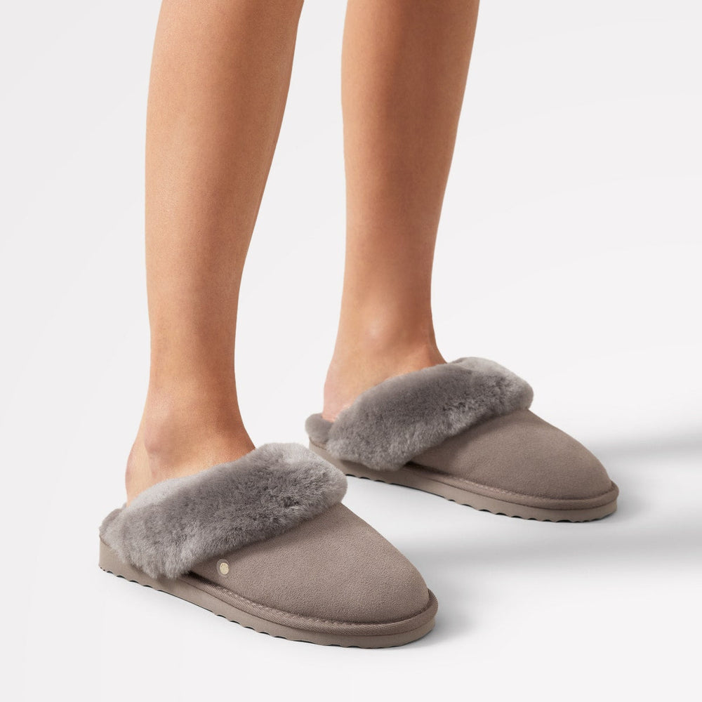 MAPLE LANE SHEARLING MULE TAUPE