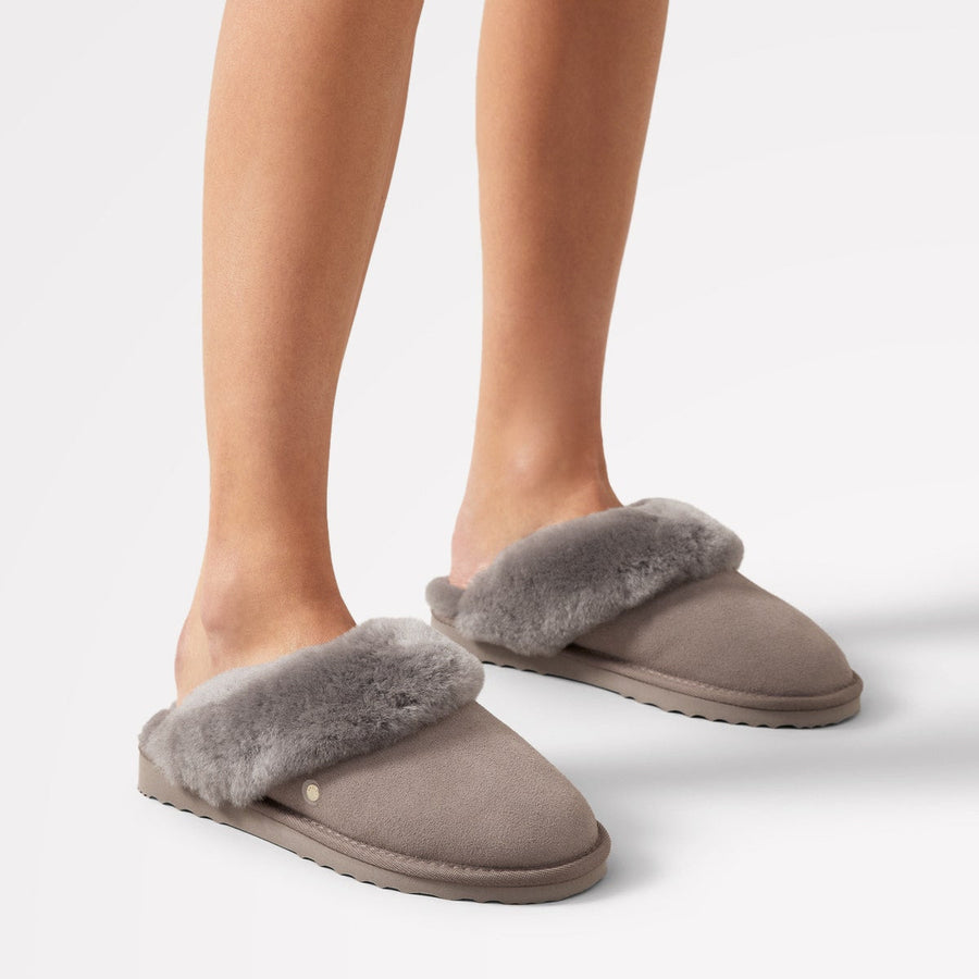 MAPLE LANE SHEARLING MULE TAUPE