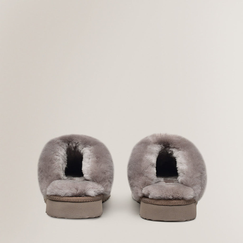 MAPLE LANE SHEARLING MULE TAUPE