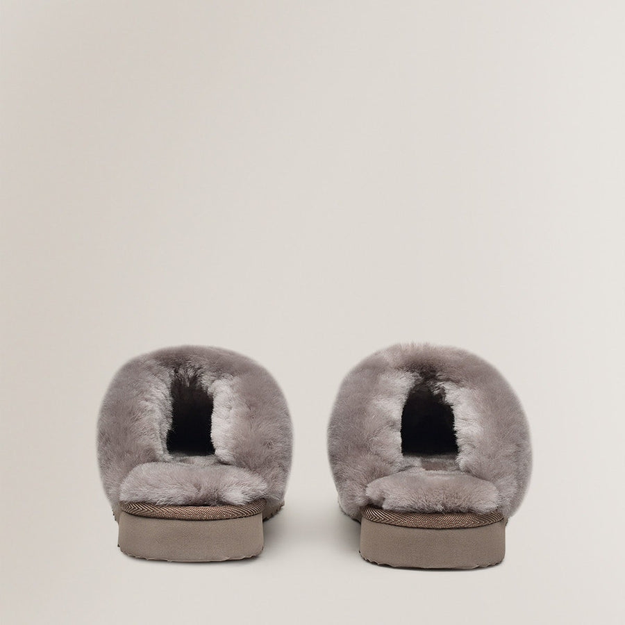 MAPLE LANE SHEARLING MULE TAUPE