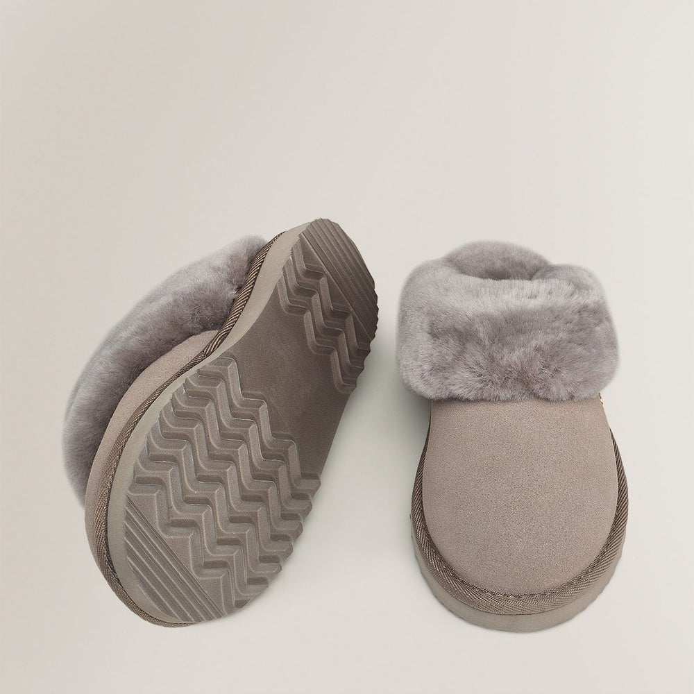 MAPLE LANE SHEARLING MULE TAUPE