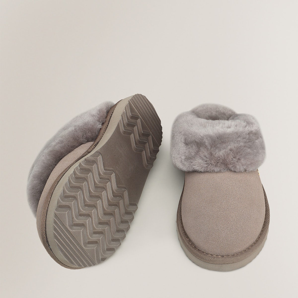 MAPLE LANE SHEARLING MULE TAUPE