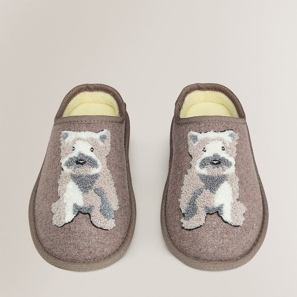 RADLEY & FRIENDS EMBROIDERED SLIPPER MULE TAUPE