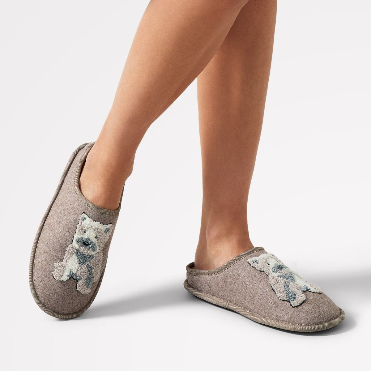 RADLEY & FRIENDS EMBROIDERED SLIPPER MULE TAUPE