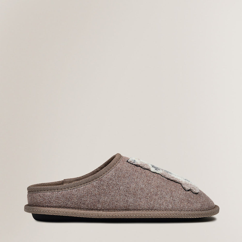 RADLEY & FRIENDS EMBROIDERED SLIPPER MULE TAUPE