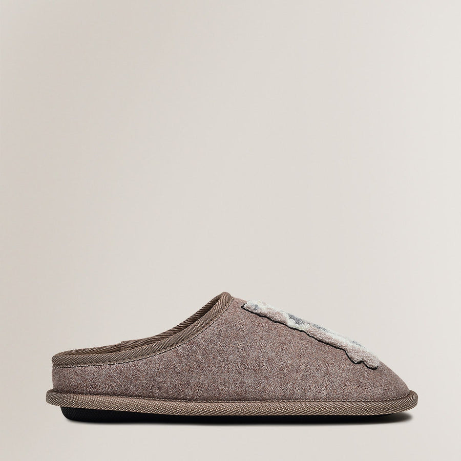 RADLEY & FRIENDS EMBROIDERED SLIPPER MULE TAUPE