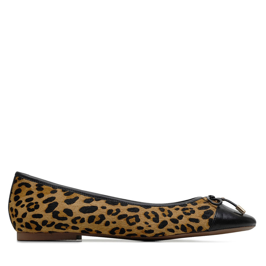 FLOWER BALLET PUMP PONY LEOPARD