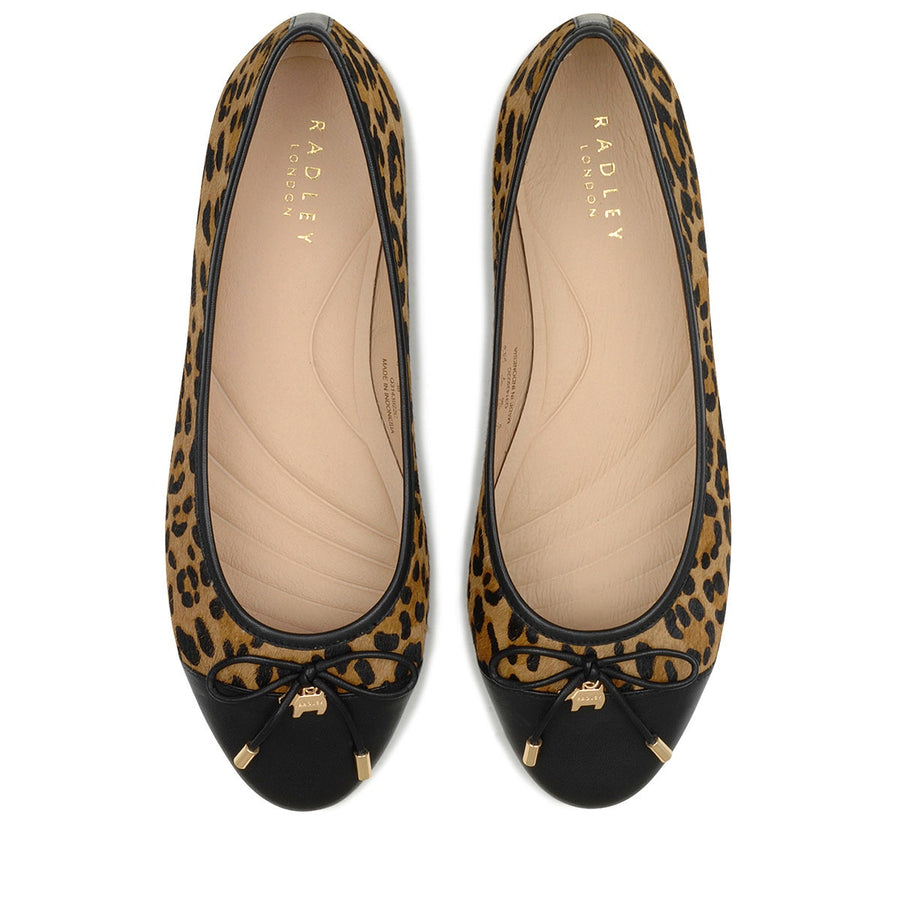 FLOWER BALLET PUMP PONY LEOPARD