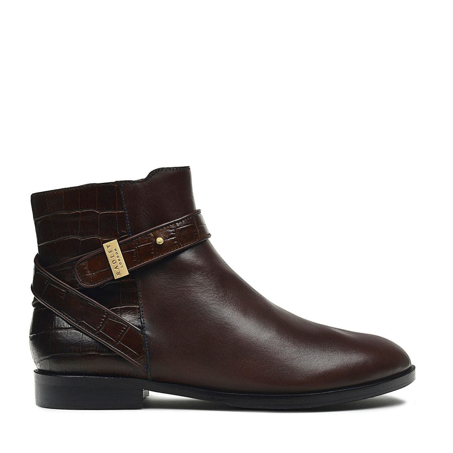AVONDALE ROAD CROC HEELED BOOT BROWN/CROC