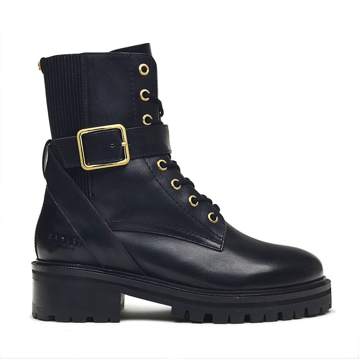 Guards Parade UK 3 / EUR 36 Leather Chunky Military Boot in Black  -  Q7153001A