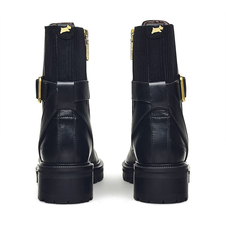 Guards Parade UK 3 / EUR 36 Leather Chunky Military Boot in Black  -  Q7153001A