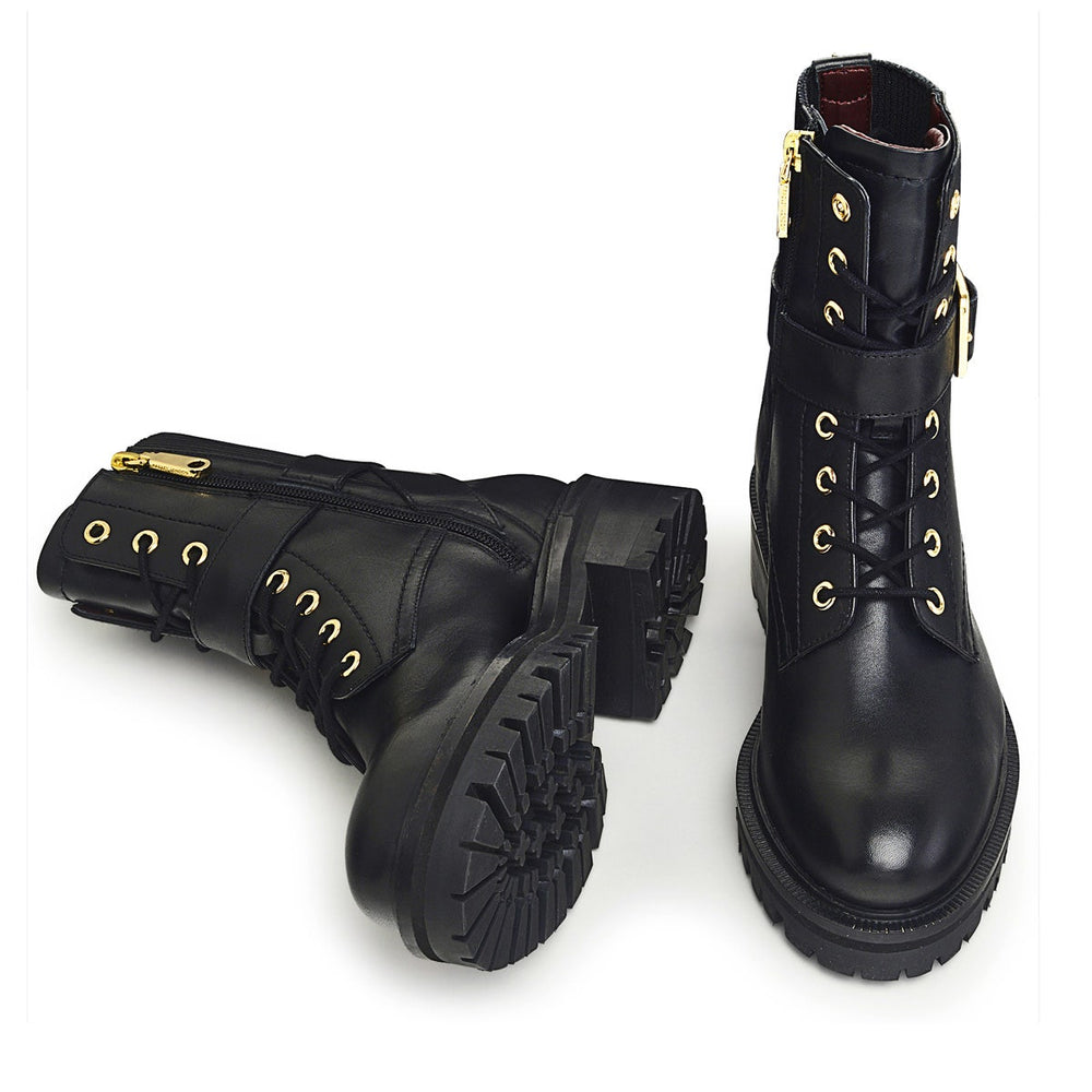 Guards Parade UK 3 / EUR 36 Leather Chunky Military Boot in Black  -  Q7153001A