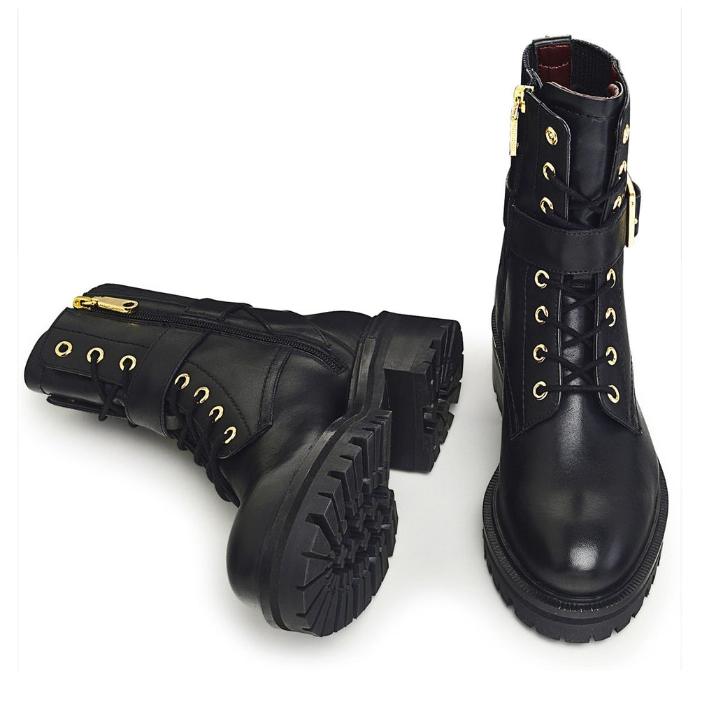 Guards Parade UK 3 / EUR 36 Leather Chunky Military Boot in Black  -  Q7153001A