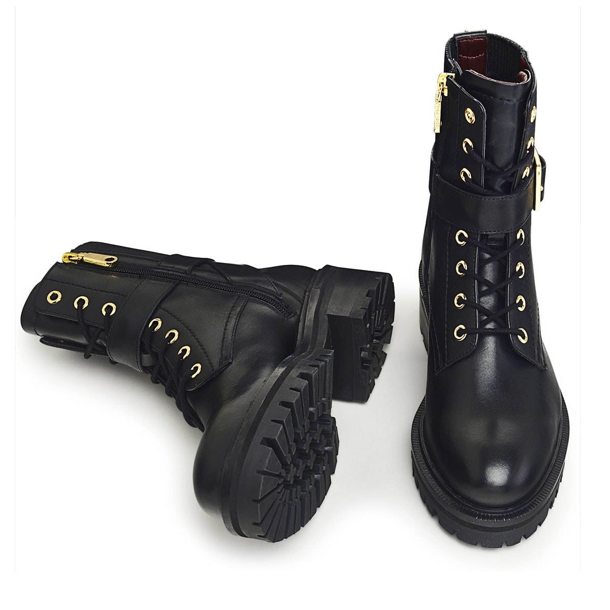 Guards Parade UK 3 / EUR 36 Leather Chunky Military Boot in Black  -  Q7153001A