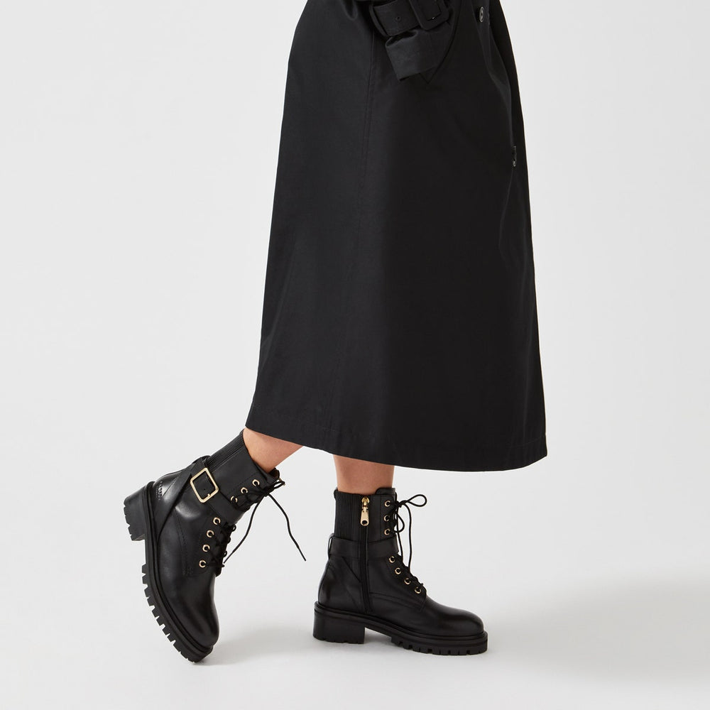 Guards Parade UK 3 / EUR 36 Leather Chunky Military Boot in Black  -  Q7153001A