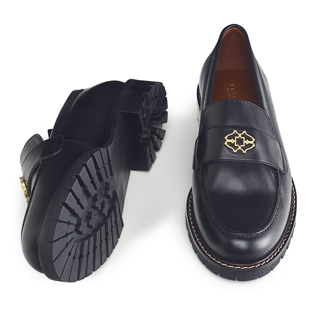 Harewood Row UK 3 / EUR 36 Leather Heirloom Chunky Loafer in Black  -  Q7778001A