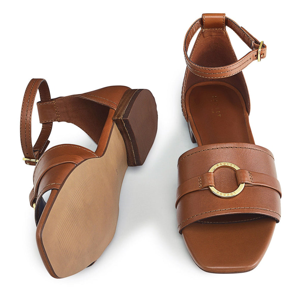 CARADOC CRESCENT CIRCULAR STRAP SANDAL TAN