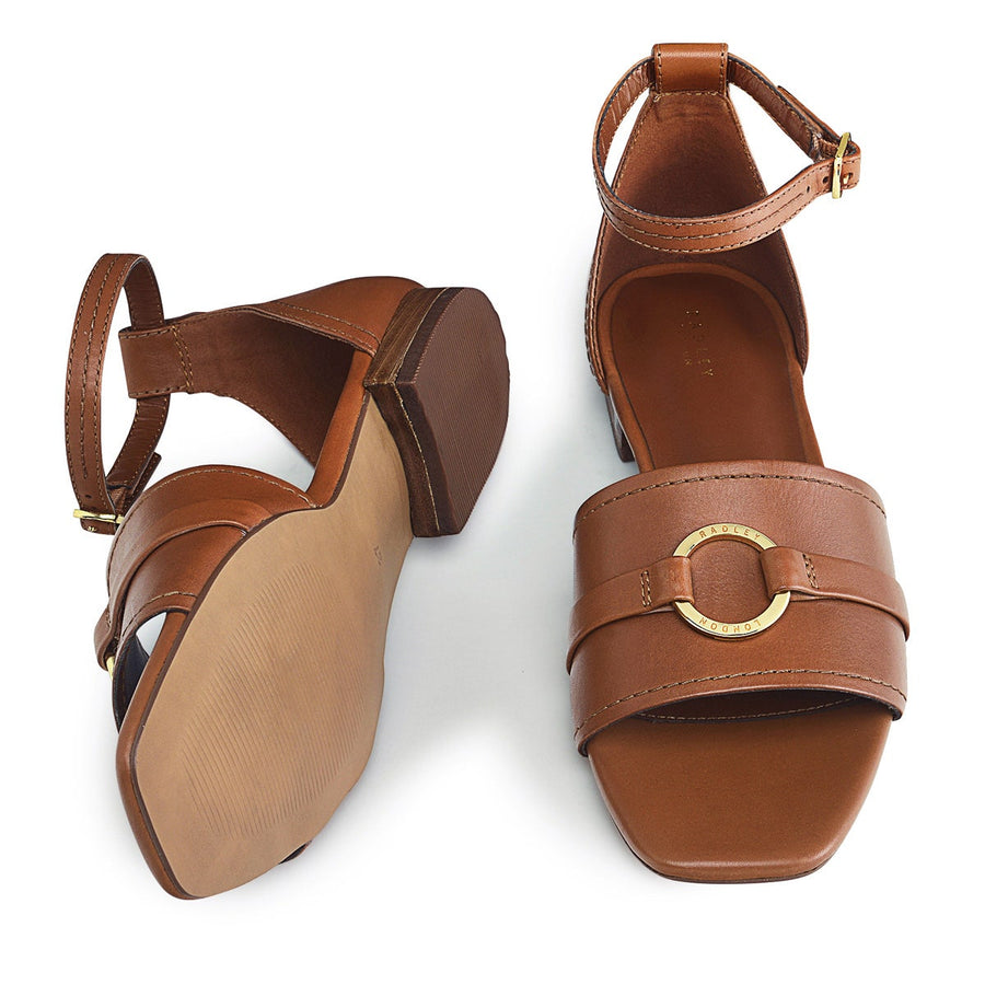 CARADOC CRESCENT CIRCULAR STRAP SANDAL TAN