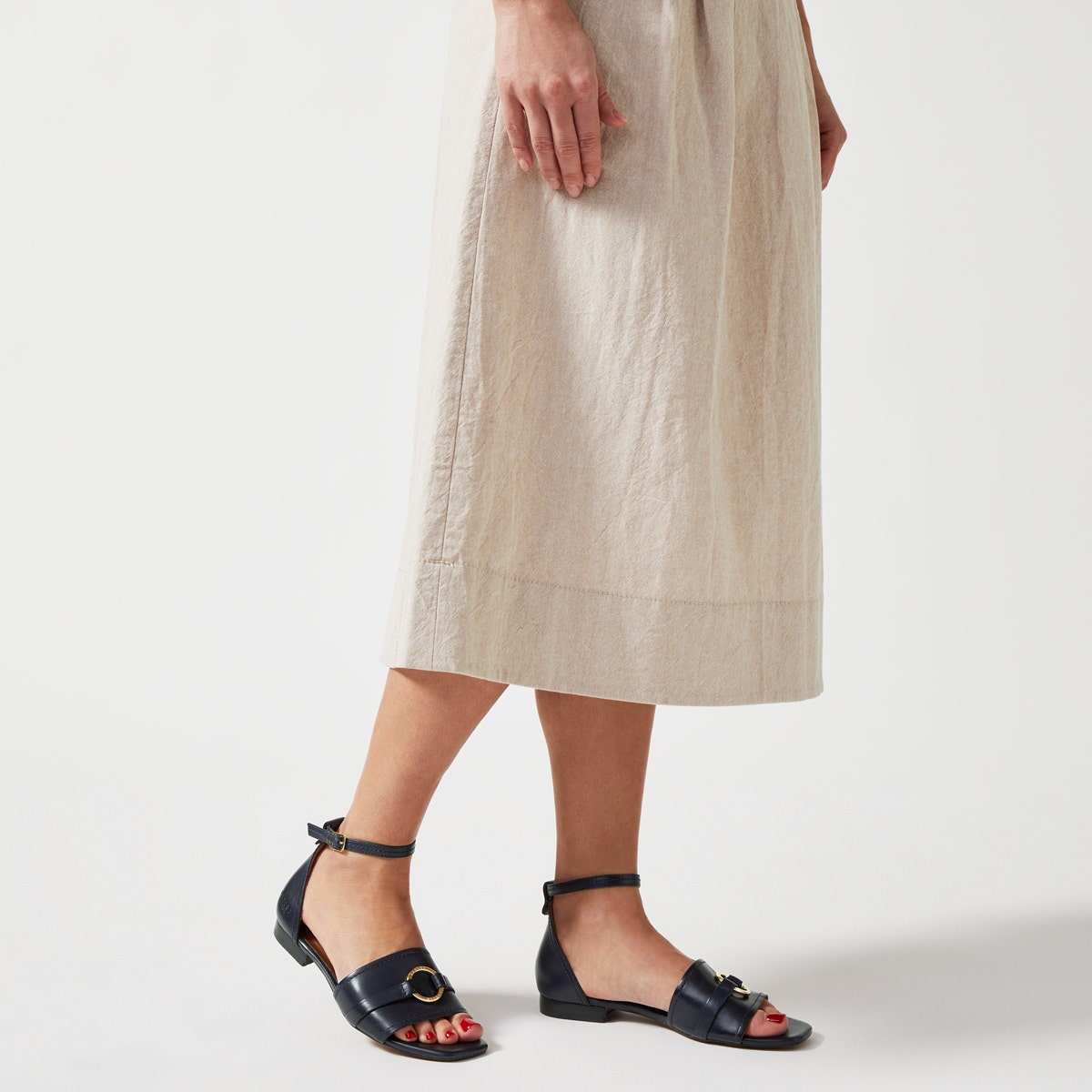 CARADOC CRESCENT CIRCULAR STRAP SANDAL INK
