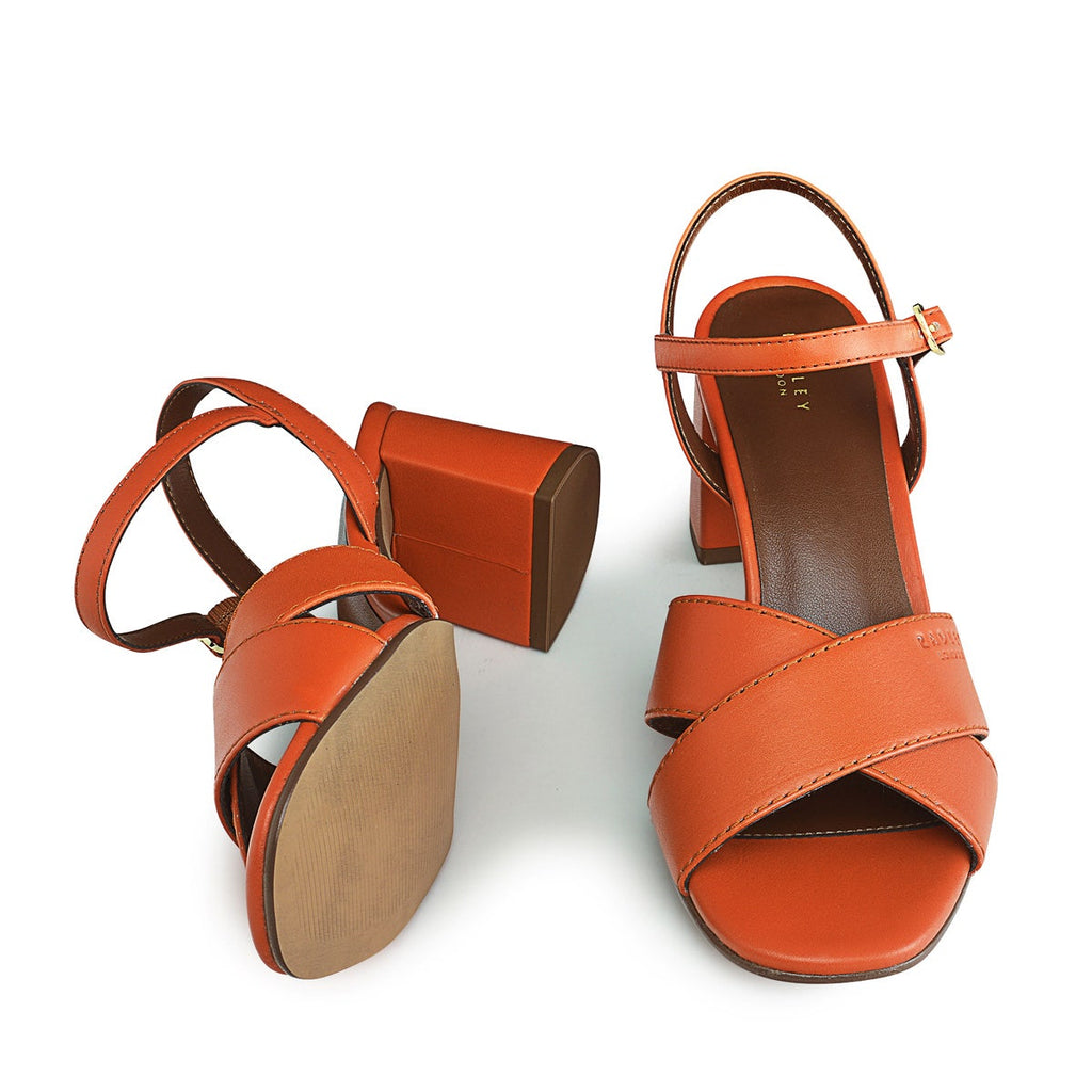 CHERRY GARDEN PIER CROSSOVER BLOCK HEELED SANDAL SUNDIAL