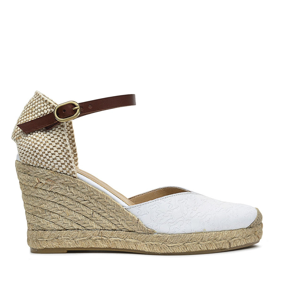 GLASSHOUSE STREET HEIRLOOM EMBOSSED ESPADRILLE W WHITE