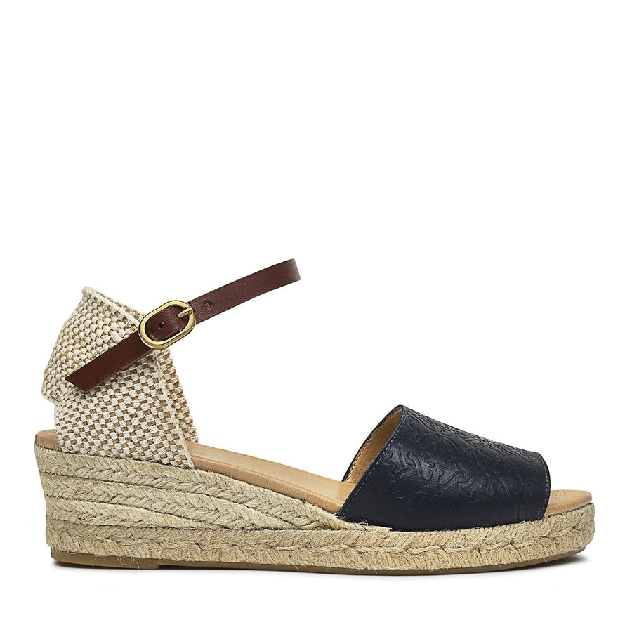 GLASSHOUSE WALK HEIRLOOM EMBOSSED MIDI WEDGE INK