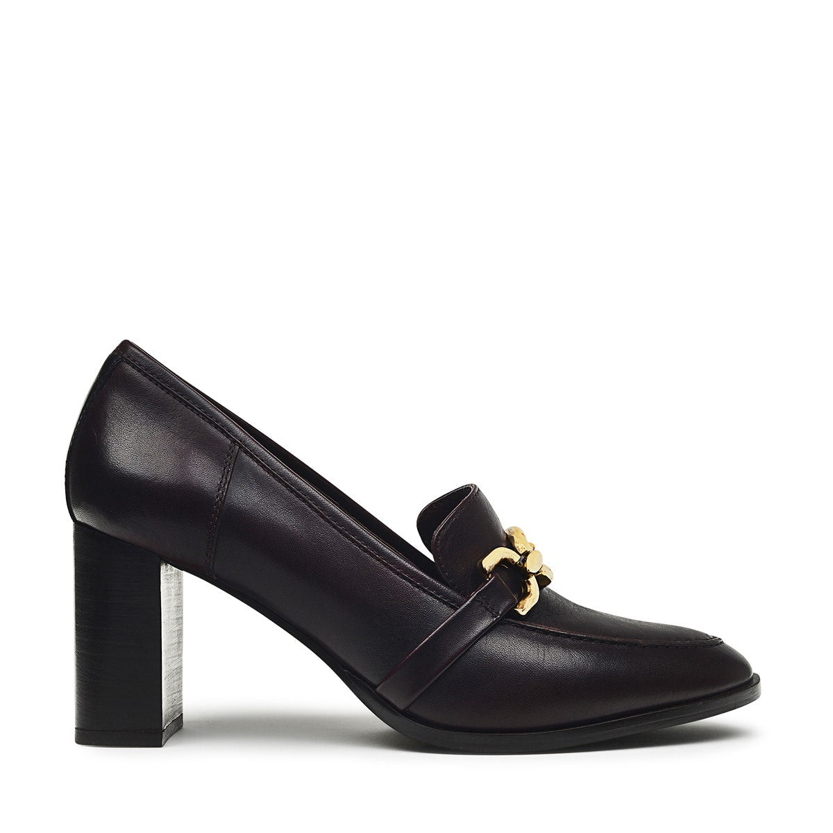 CAVENDISH MEWS CHUNKY CHAIN HEELED LOAFER DARK CHERRY
