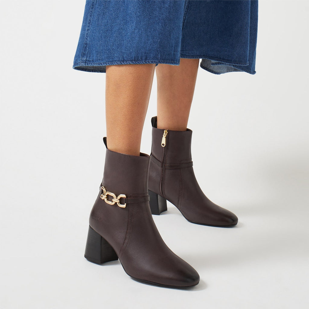 CAVENDISH CLOSE CHUNKY CHAIN ANKLE BOOT DARK CHERRY