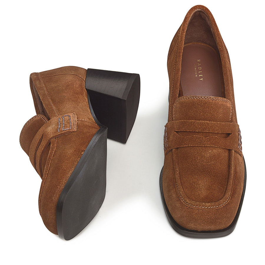 THISTLE ROW MIDI HEEL LOAFER TAN