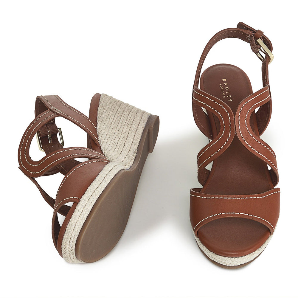 FLORENCE CLOSE WISHBONE MIDI WEDGE TAN