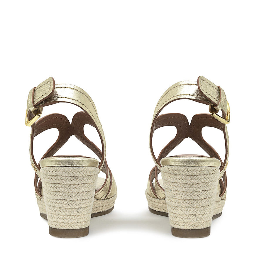 FLORENCE CLOSE - MET WISHBONE MIDI WEDGE SOFT GOLD