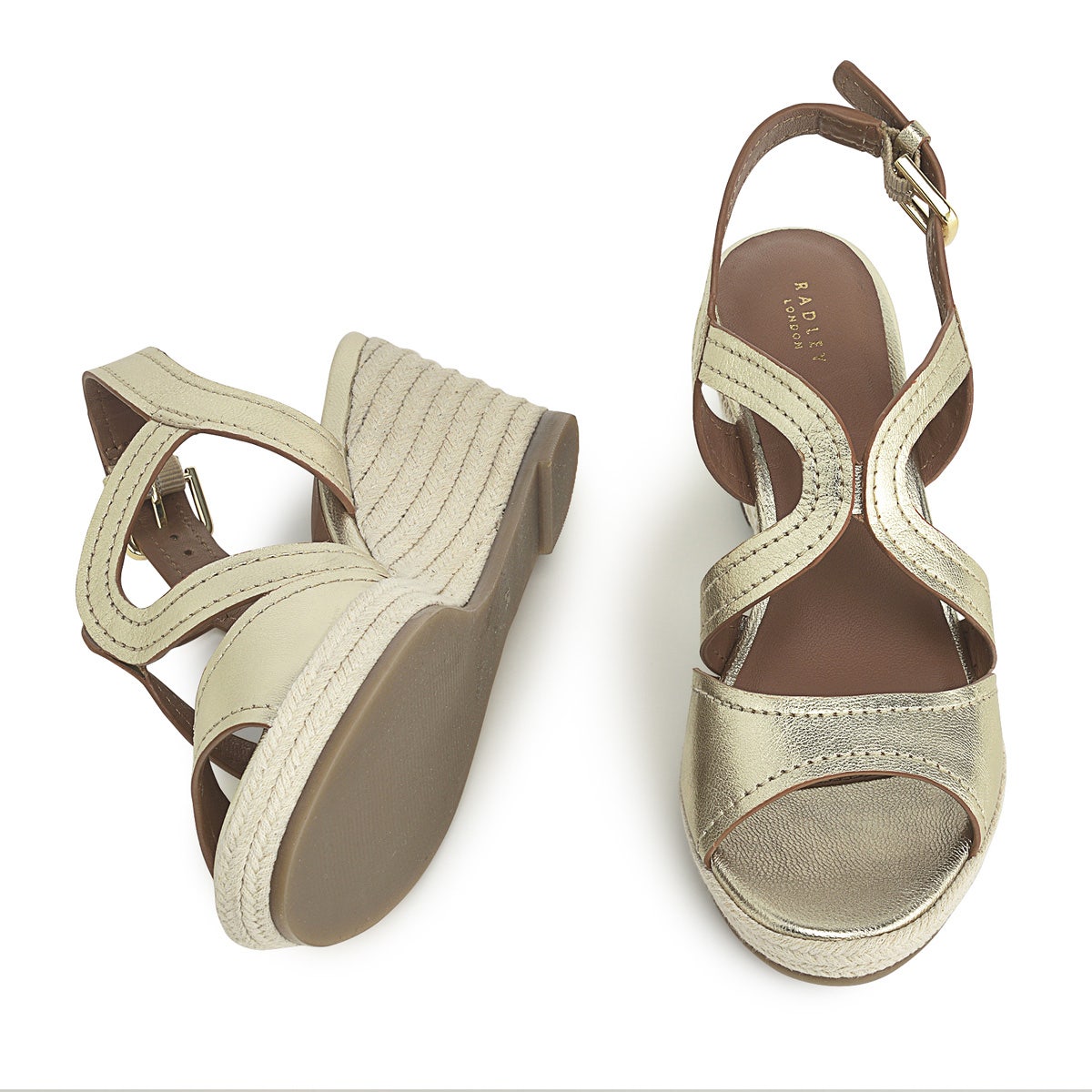 FLORENCE CLOSE - MET WISHBONE MIDI WEDGE SOFT GOLD
