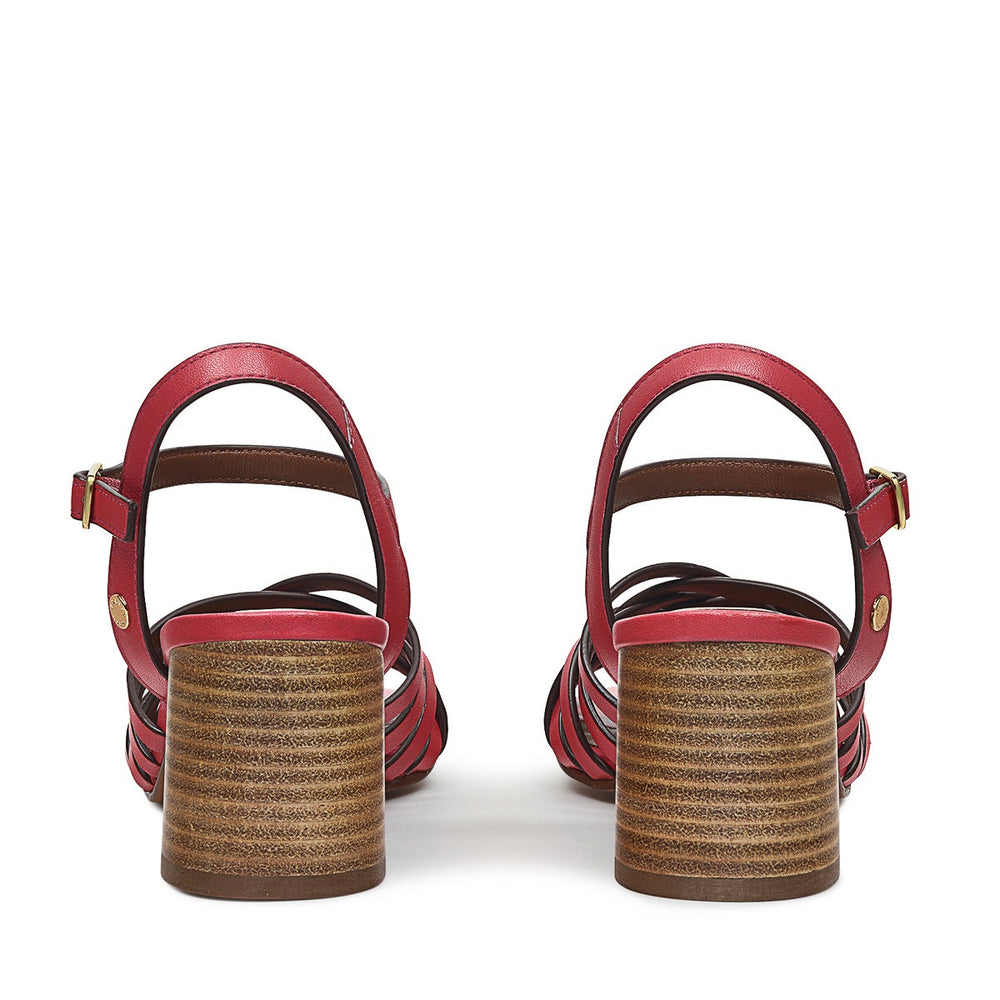 CROSSWAYS ROAD WEAVE BLOCK HEELED SANDAL LAVA