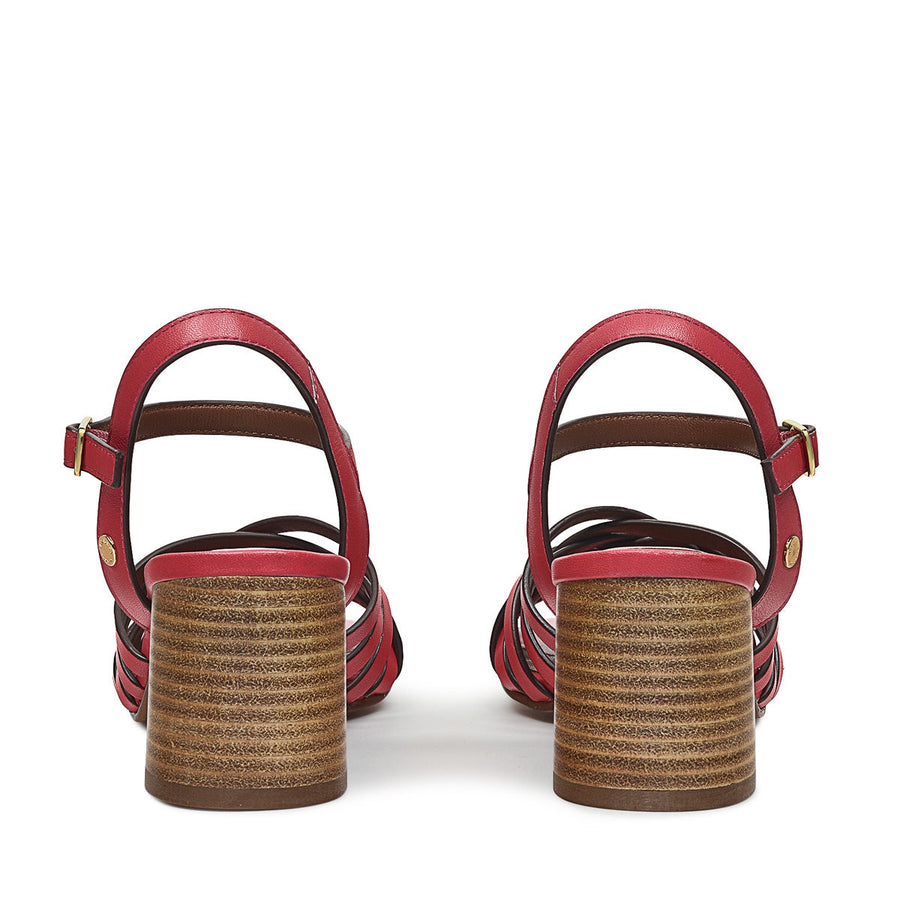 CROSSWAYS ROAD WEAVE BLOCK HEELED SANDAL LAVA