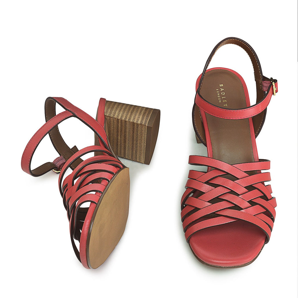 CROSSWAYS ROAD WEAVE BLOCK HEELED SANDAL LAVA