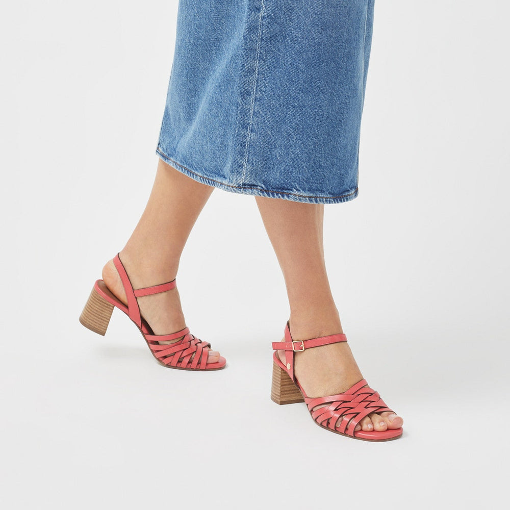 CROSSWAYS ROAD WEAVE BLOCK HEELED SANDAL LAVA