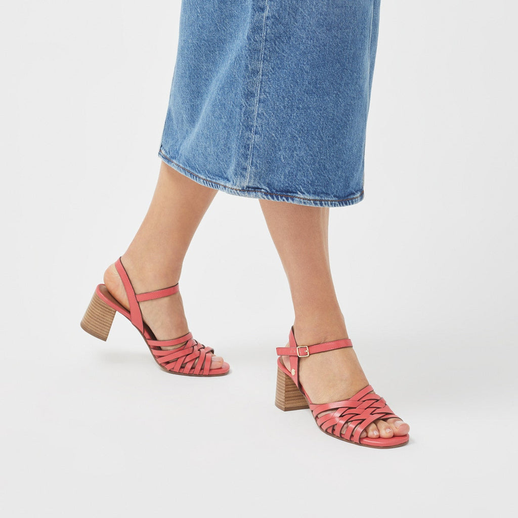 CROSSWAYS ROAD WEAVE BLOCK HEELED SANDAL LAVA